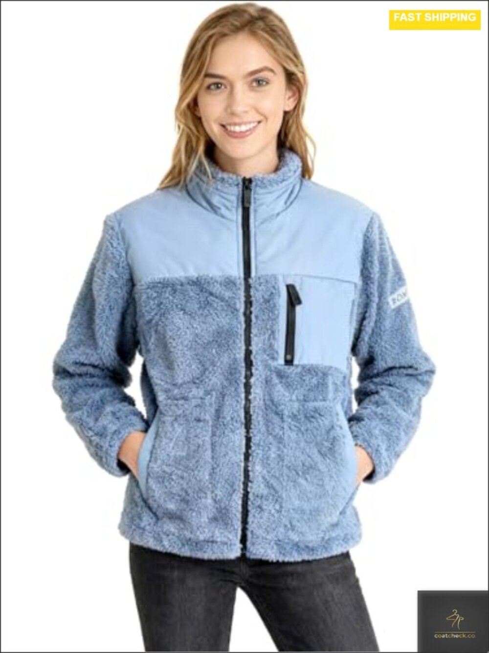 Roxy Women's Zip-up Bonded Sherpa Jacket – Oversized Fit, Pfas-free, Adjustable